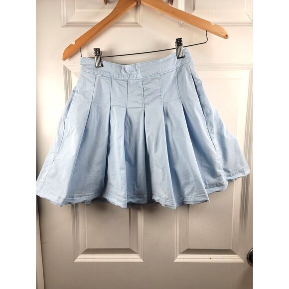 American Eagle Light Blue Pleated Skirt Back Zipper Closure Size 0 - Picture 2 of 10
